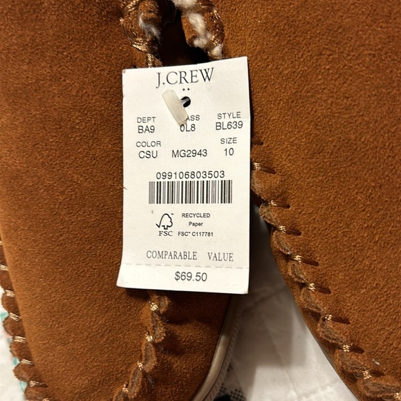 Men’s j crew faux fur lined moccasin slippers- BNWT - Picture 2 of 7